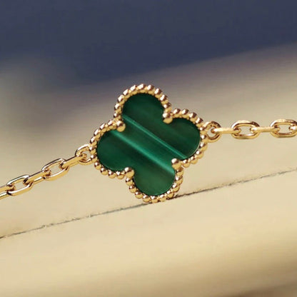 [Rose Tomorrow]CLOVER 20 MOTIFS MALACHITE DIAMOND NECKLACE