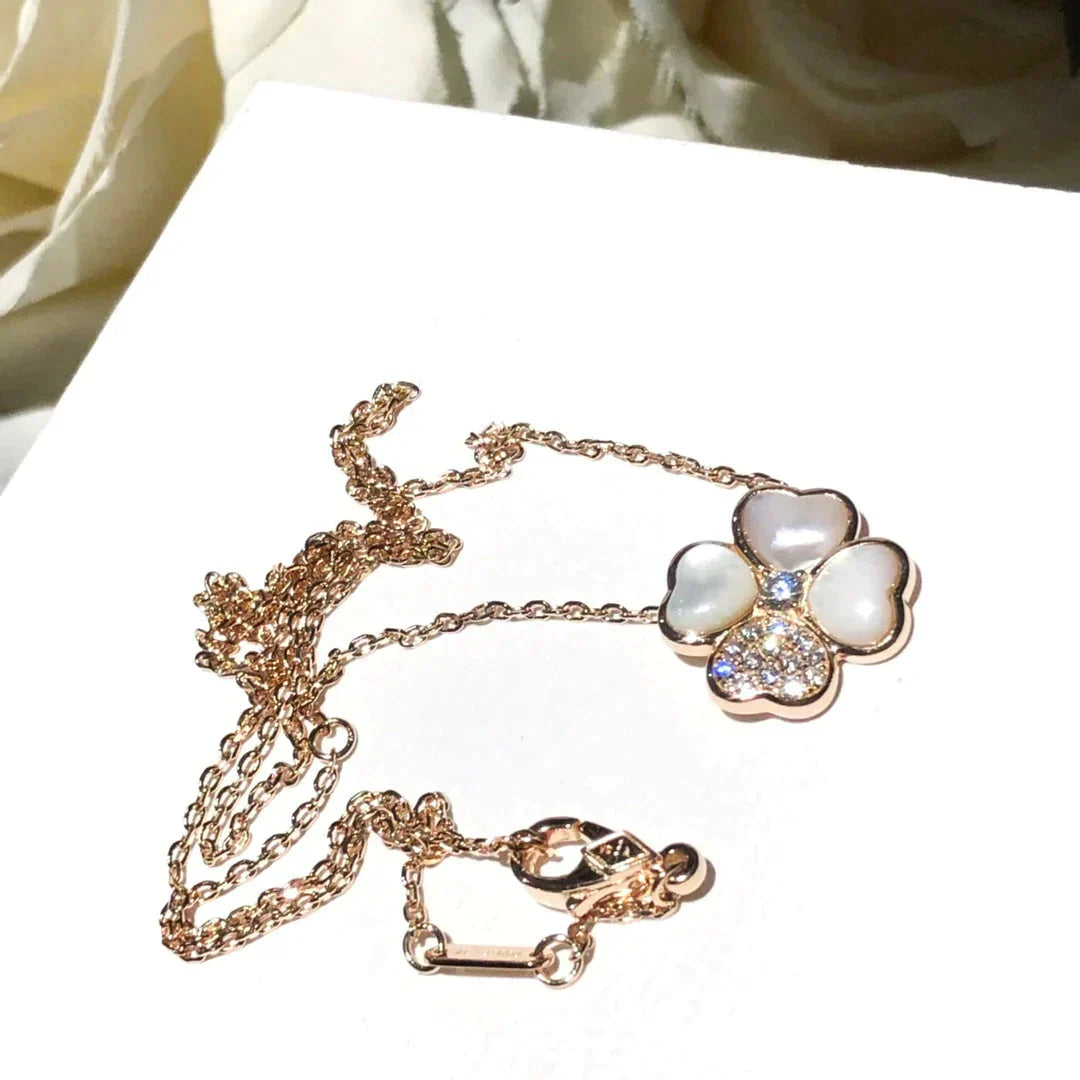 [Rose Tomorrow]CLOVER MOP DIAMOND ROSE GOLD NECKLACE