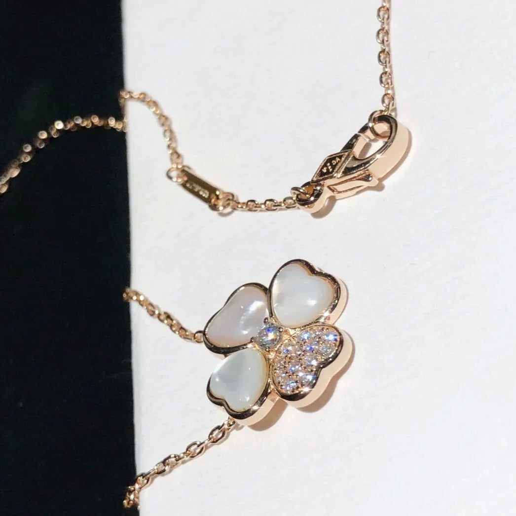 [Rose Tomorrow]CLOVER MOP DIAMOND ROSE GOLD NECKLACE