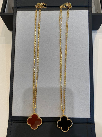 [Rose Tomorrow]CLOVER 25MM NECKLACE GOLD CARNELIAN