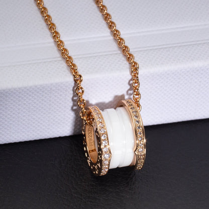 [Rose Tomorrow]ZERO 1 WHITE CERAMIC PINK GOLD DIAMOND NECKLACE