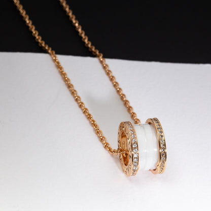 [Rose Tomorrow]ZERO 1 WHITE CERAMIC PINK GOLD DIAMOND NECKLACE