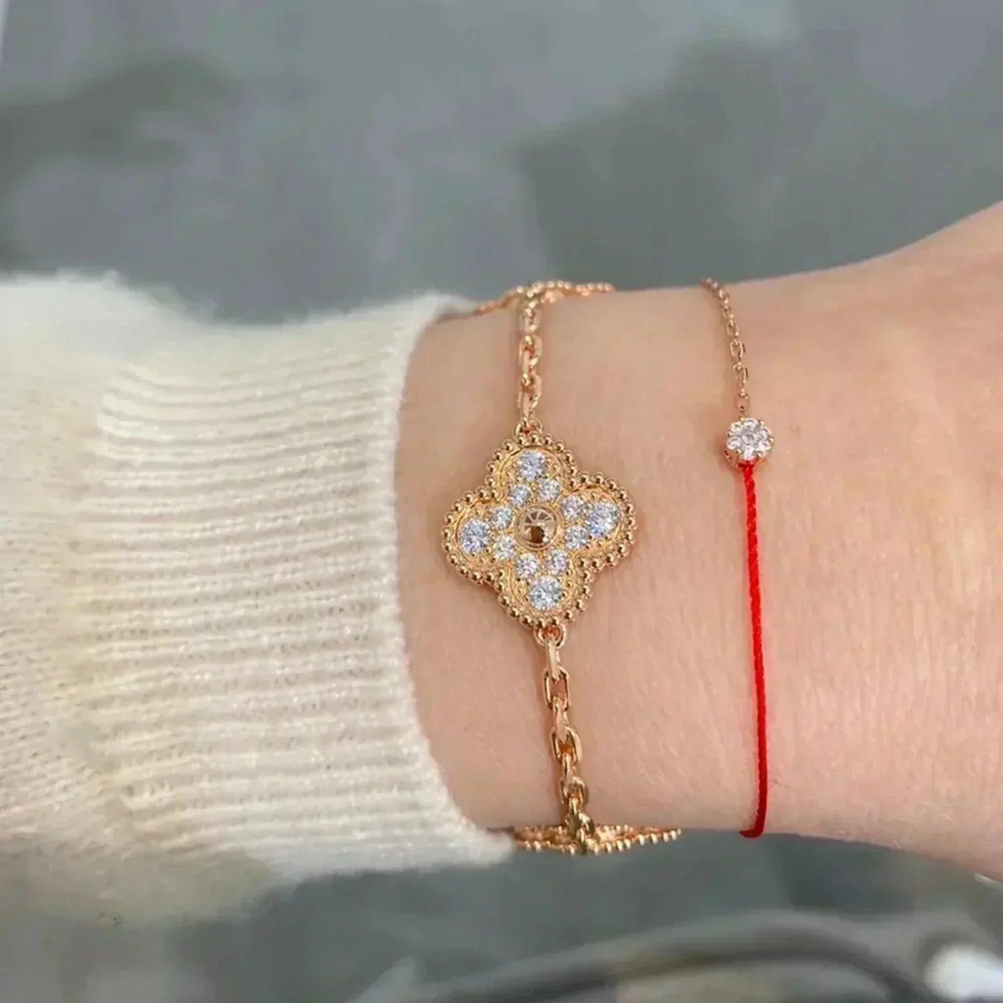 [Rose Tomorrow]CLOVER 5 MOTIFS  FULL DIAMOND BRACELET