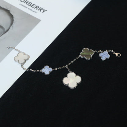 [Rose Tomorrow]CLOVER BRACELET 5 MOTIFS MOP CHALCEDONY SILVER