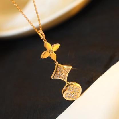 [Rose Tomorrow]STAR AND SUN DIAMOND PINK GOLD NECKLACE