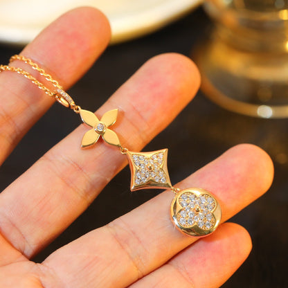 [Rose Tomorrow]STAR AND SUN DIAMOND PINK GOLD NECKLACE