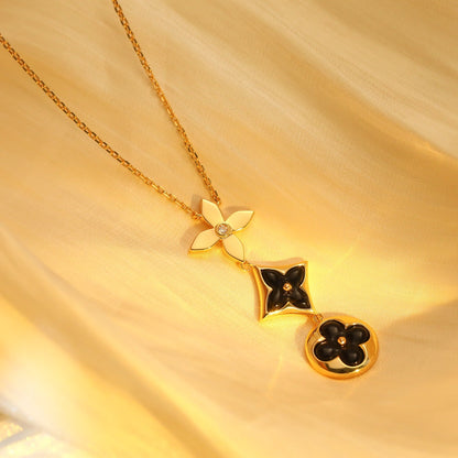 [Rose Tomorrow]STAR AND SUN ONYX PINK GOLD NECKLACE