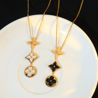 [Rose Tomorrow]STAR AND SUN ONYX PINK GOLD NECKLACE