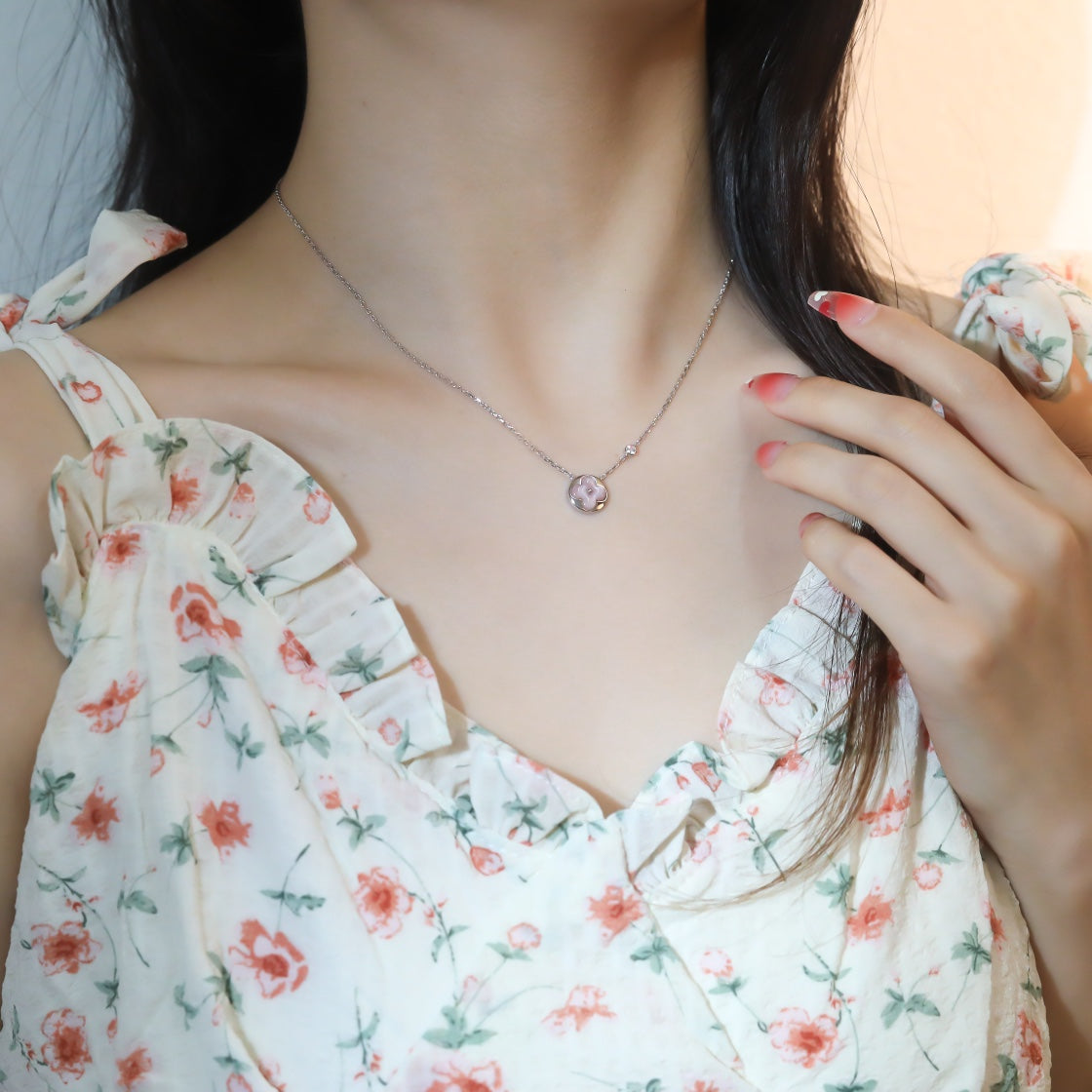 [Rose Tomorrow]SUN PEDANT PINK GOLD 1 DIAMOND NECKLACE