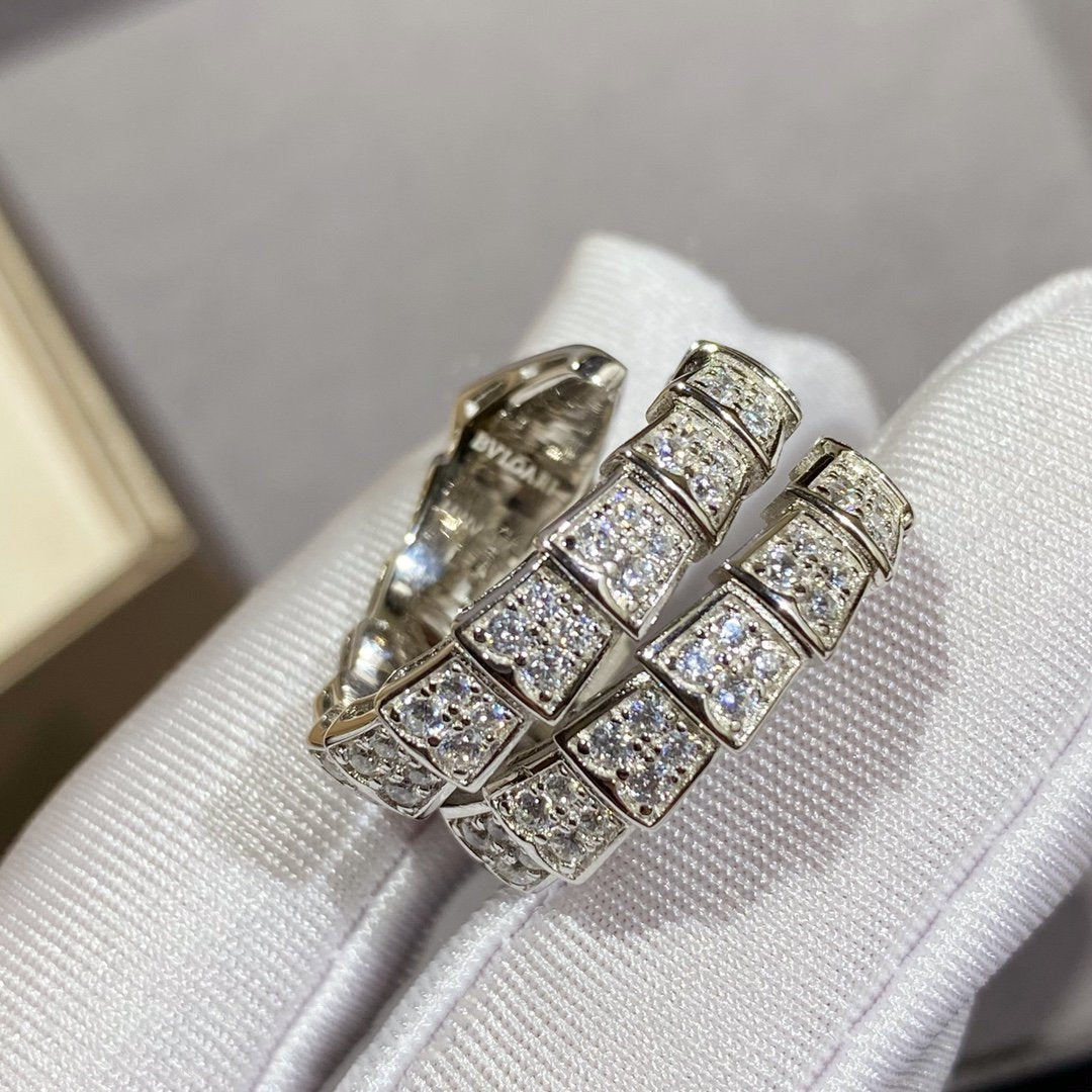 [Rose Tomorrow]SERPENTI DOUBLE RING SILVER DIAMOND PAVED