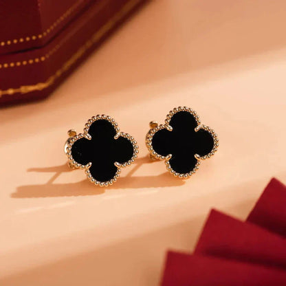 [Rose Tomorrow]CLOVER MEDIUM 1 MOTIFS  ONYX STUD EARRINGS