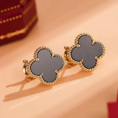 [Rose Tomorrow]CLOVER MEDIUM 1 MOTIFS  ONYX STUD EARRINGS