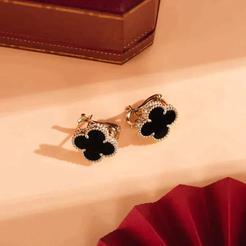 [Rose Tomorrow]CLOVER MEDIUM 1 MOTIFS  ONYX STUD EARRINGS