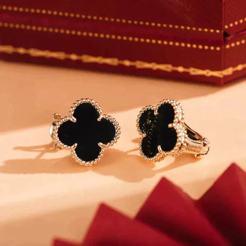 [Rose Tomorrow]CLOVER MEDIUM 1 MOTIFS  ONYX STUD EARRINGS