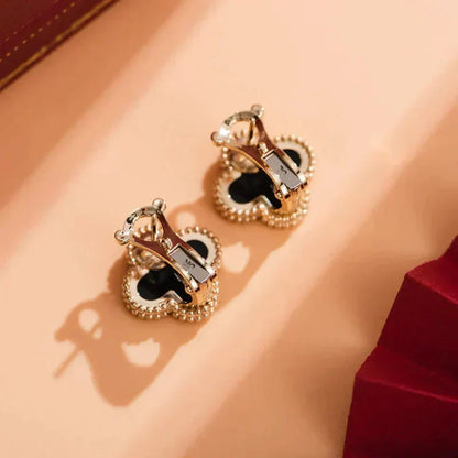 [Rose Tomorrow]CLOVER MEDIUM 1 MOTIFS  ONYX STUD EARRINGS