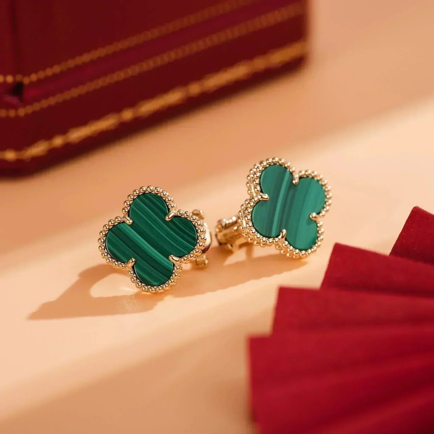 [Rose Tomorrow]CLOVER MEDIUM 1 MOTIFS MALACHITE  EARRINGS