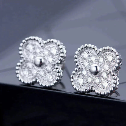 [Rose Tomorrow]CLOVER 1 MOTIFS DIAMOND STUD EARRINGS SILVER