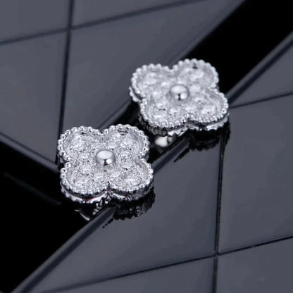 [Rose Tomorrow]CLOVER 1 MOTIFS DIAMOND STUD EARRINGS SILVER