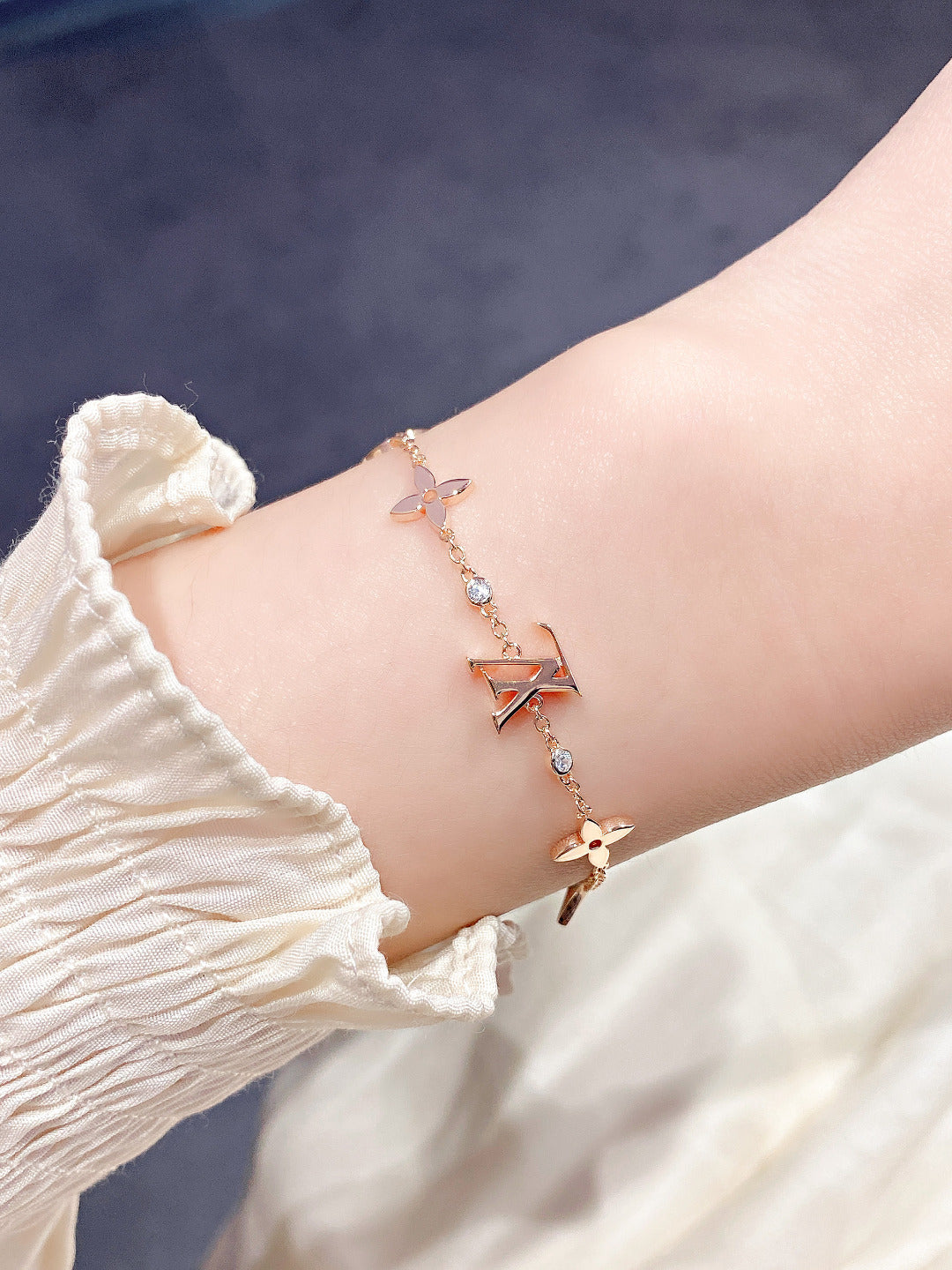 [Rose Tomorrow]STAR AND SUN 7 MOTIFS GOLD BRACELET