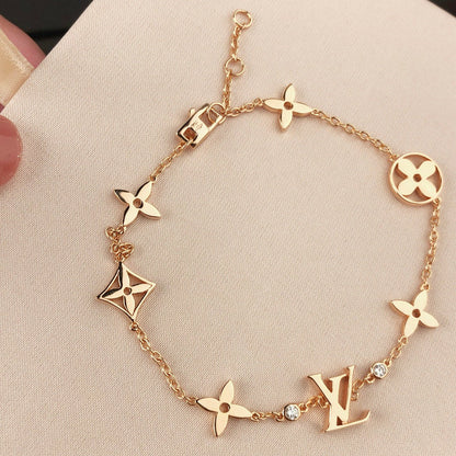 [Rose Tomorrow]STAR AND SUN 7 MOTIFS GOLD BRACELET