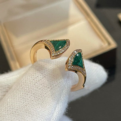 [Rose Tomorrow]DREAM MALACHITE DIAMOND OPEN RING