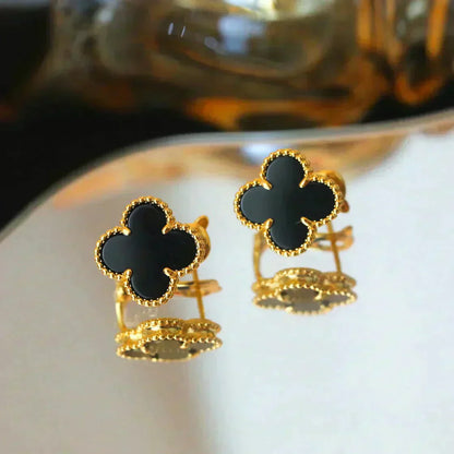 [Rose Tomorrow]CLOVER MEDIUM 1 MOTIFS  ONYX STUD EARRINGS