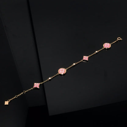 [Rose Tomorrow]STAR AND SUN 4 MOTIF PINK MOP PINK GOLD BRACELET