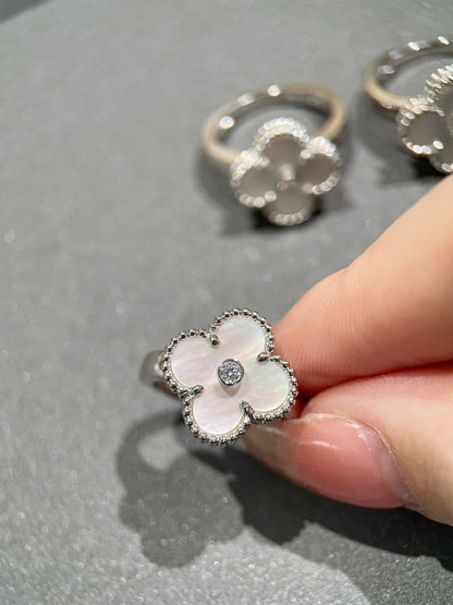 [Rose Tomorrow]CLOVER SILVER MOP DIAMOND RING