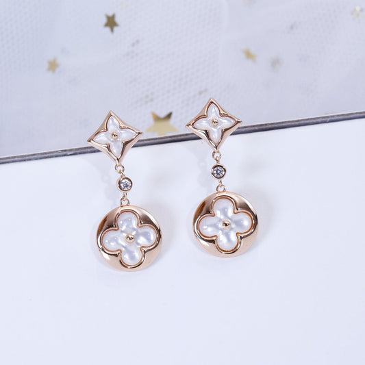 [Rose Tomorrow]STAR AND SUN PINK GOLD MOP DROP EARRINGS