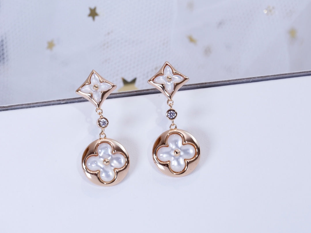 [Rose Tomorrow]STAR AND SUN PINK GOLD MOP DROP EARRINGS