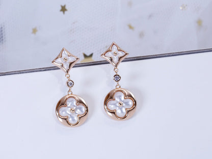 [Rose Tomorrow]STAR AND SUN PINK GOLD MOP DROP EARRINGS