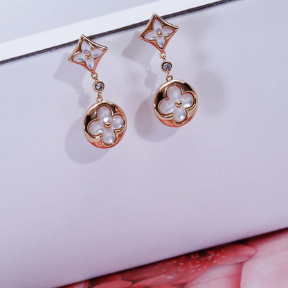 [Rose Tomorrow]STAR AND SUN PINK GOLD MOP DROP EARRINGS