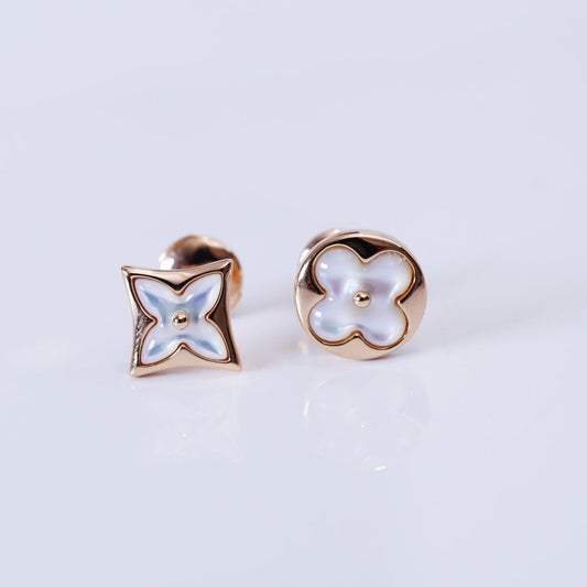 [Rose Tomorrow]STAR AND SUN PINK GOLD MOP STUD EARRINGS