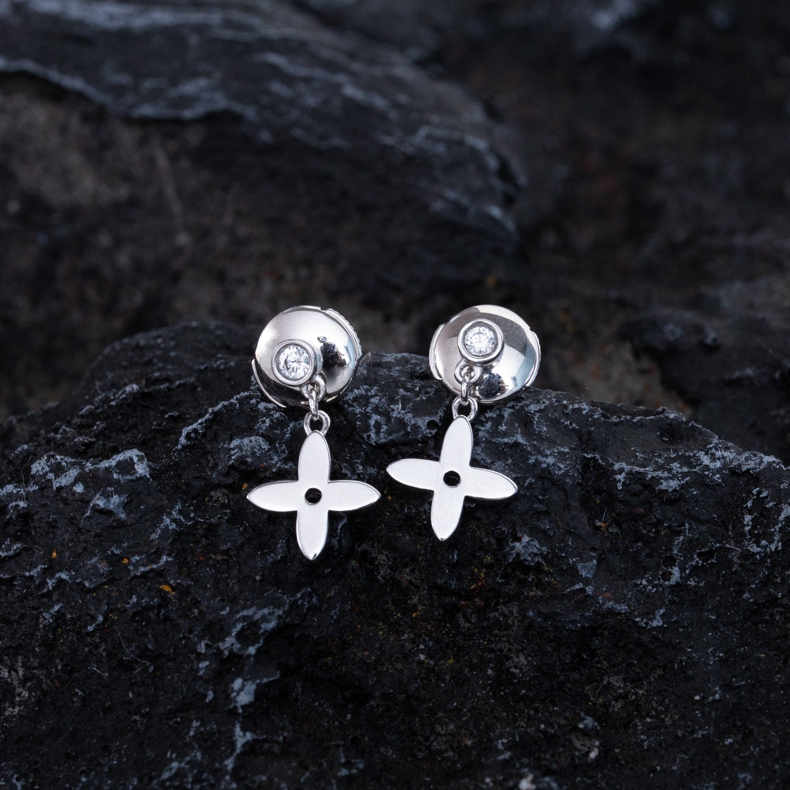 [Rose Tomorrow]VIDYLLE SILVER DIAMOND MINI DROP EARRINGS