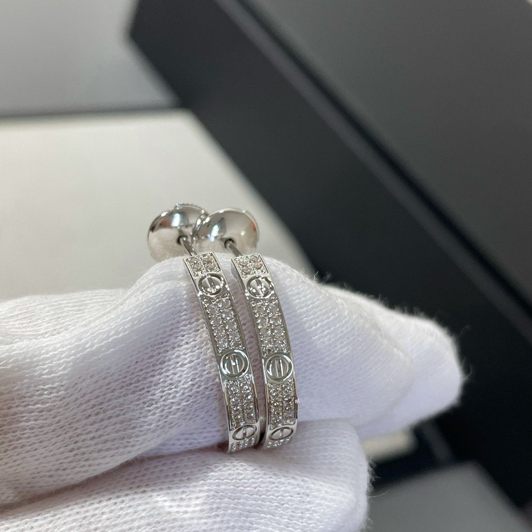 [Rose Tomorrow]LOVE DIAMOND SILVER HOOP EARRINGS