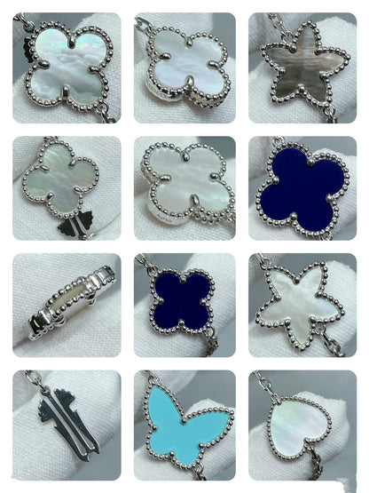 [Rose Tomorrow]LUCKY CLOVER SILVER 11 MOTIF NECKLACE