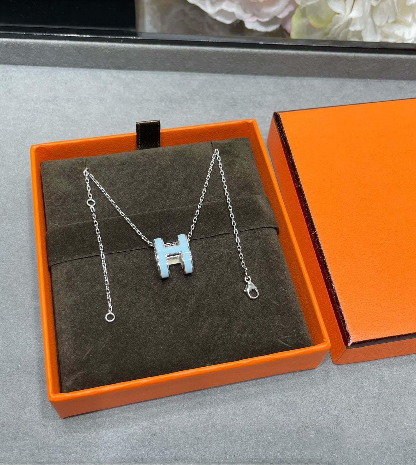 [Rose Tomorrow]POP H SKY BLUE NECKLACE