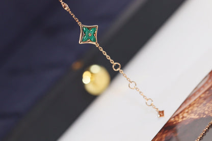 [Rose Tomorrow] STAR AND SUN 4 MOTIF PINK GOLD MALACHITE BRACELET