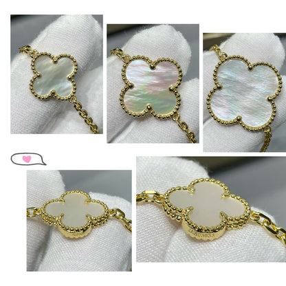 [Rose Tomorrow]CLOVER 16 MOTIF WHITE MOP GOLD NECKLACE