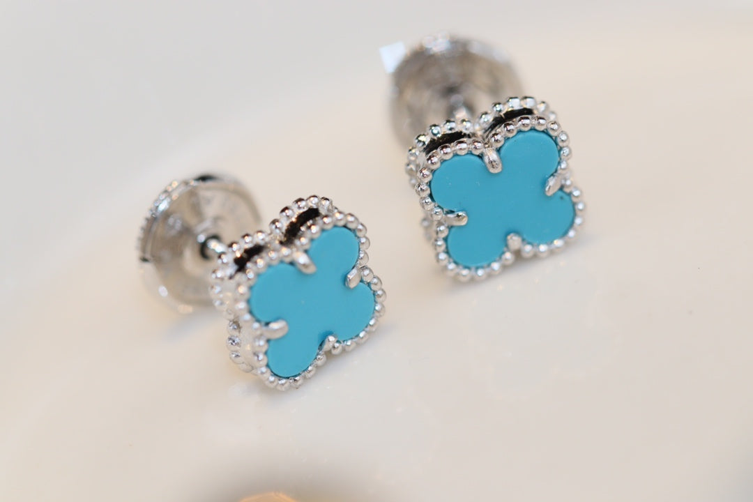 [Rose Tomorrow]CLOVER MINI TURQUOISE SILVER STUD EARRINGS