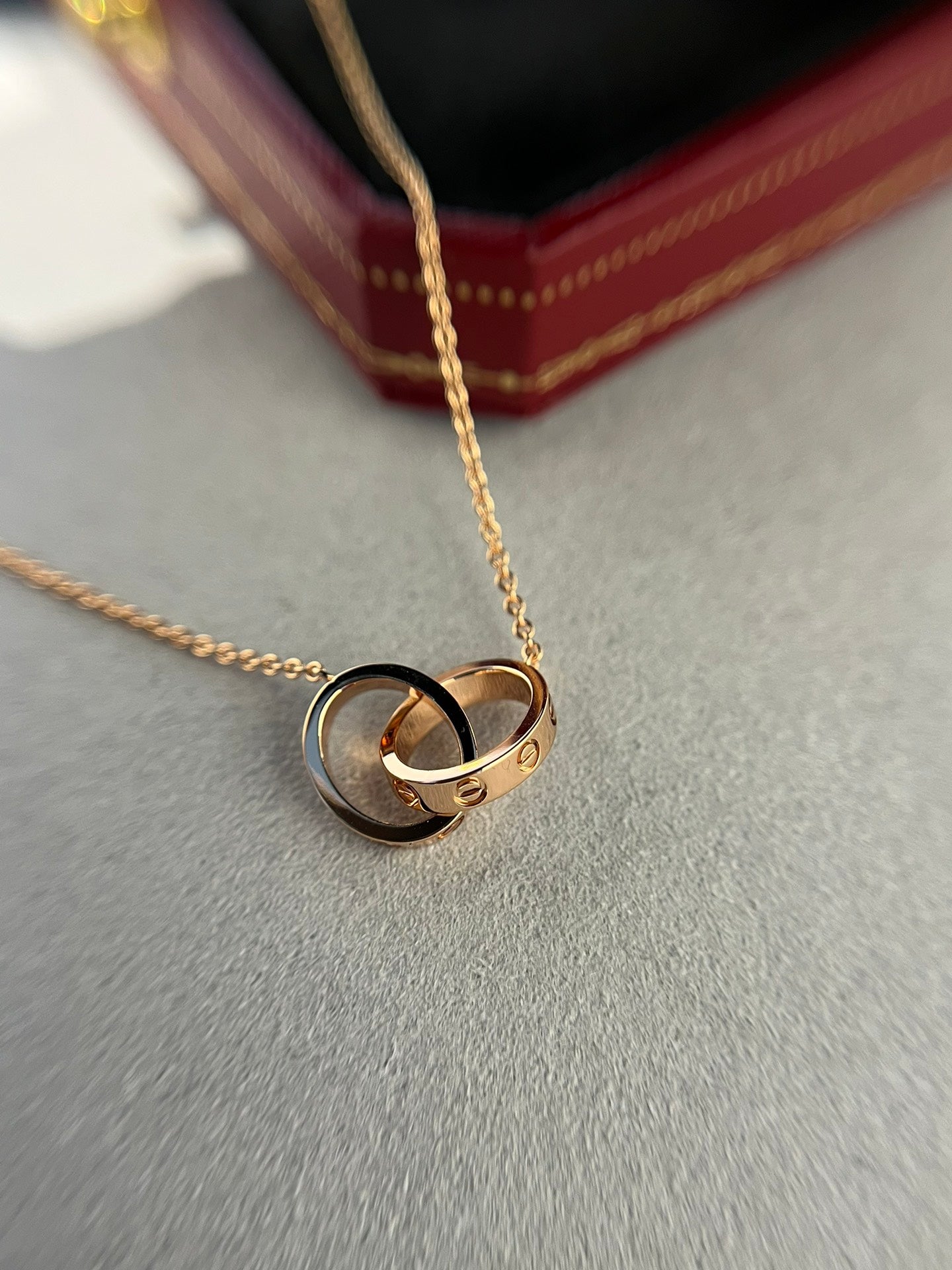 [Rose Tomorrow]LOVE NECKLACE DOUBLE RING PINK GOLD