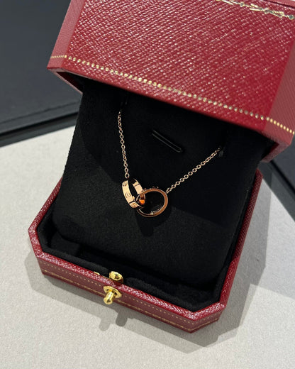 [Rose Tomorrow]LOVE NECKLACE DOUBLE RING PINK GOLD