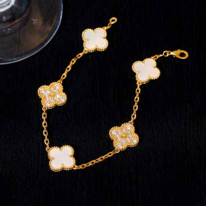 [Rose Tomorrow]CLOVER BRACELET 5 MOTIF WHITE MOP DIAMOND