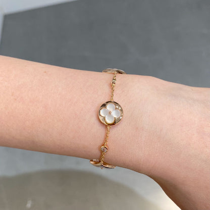 [Rose Tomorrow]STAR AND SUN 4 MOTIF WHITE MOP PINK GOLD BRACELET