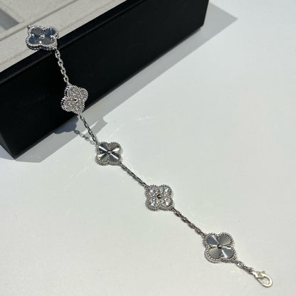 [Rose Tomorrow]CLOVER 5 MOTIF SILVER DIAMOND BRACELET