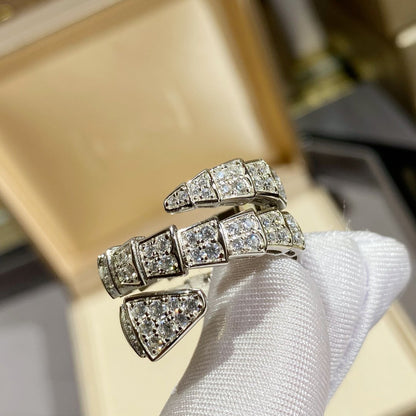 [Rose Tomorrow]SERPENTI DOUBLE RING SILVER DIAMOND PAVED