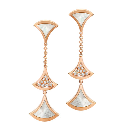 [Rose Tomorrow]DREAM EARRINGS 3 MOTIFS DIAMOND MOP PINK GOLD