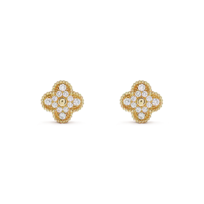 [Rose Tomorrow]CLOVER MEDIUM 1 MOTIFS FUll DIAMOND EARRINGS