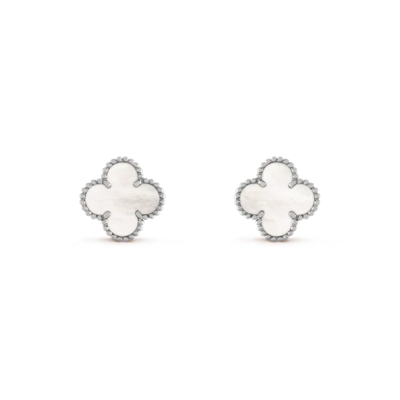 [Rose Tomorrow]CLOVER MEDIUM 1 MOTIFS  WHITE MOP EARRINGS SILVER