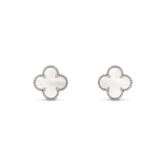 [Rose Tomorrow]CLOVER MEDIUM 1 MOTIFS  WHITE MOP EARRINGS SILVER